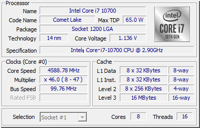 CPU-Z Core i7 10700