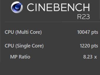 Core i7-10870H CINEBENCH R23