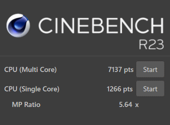 Core i7-10750H CINEBENCH R23