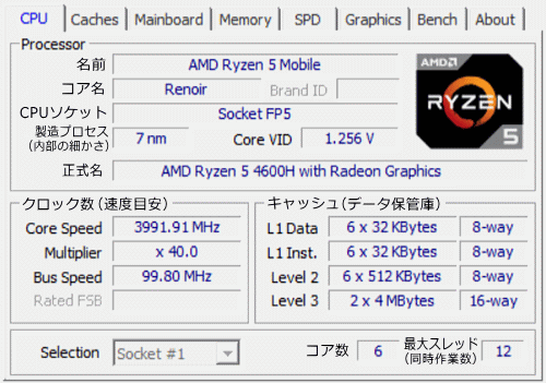 Ryzen 5 4600H CPU-Z