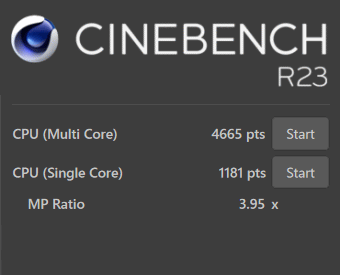 Core i5-10300H CINEBENCH R23 raytrek G5 Office mode