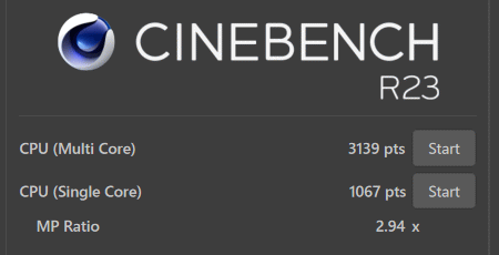 Core i5-10210U, Cinebench R23