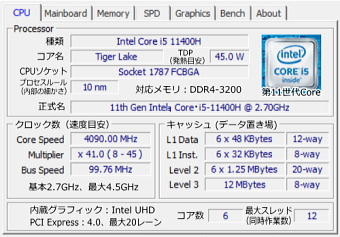 CPU-Z, Core i5-11400H
