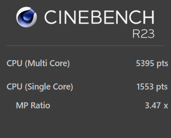 Core i7-1260P, CINEBENCH R23, DAIV 4N, バランスモード