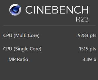 Core i5-1240P, CINEBENCH R23, mouse B4-i5, 静音モード