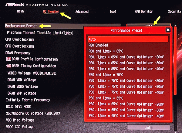 ASRock Phantom Gaming BIOS PBO