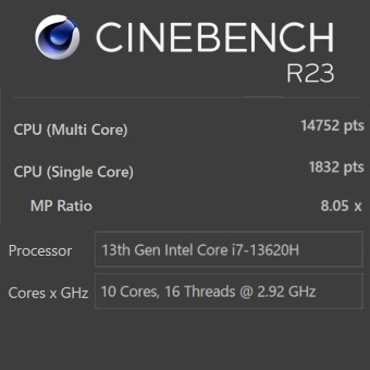 Core i7-13620H, CINEBENCH R23, GALLERIA RL7C-R35-5N / C5N