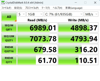 Samsung PM9A1 500GB, Crystal Disk Mark, NVMe SSD Mode