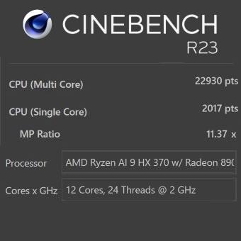 Ryzen AI 9 HX370, CINEBENCH R23, ASUS ProArt PX13 HN7306 パフォーマンス