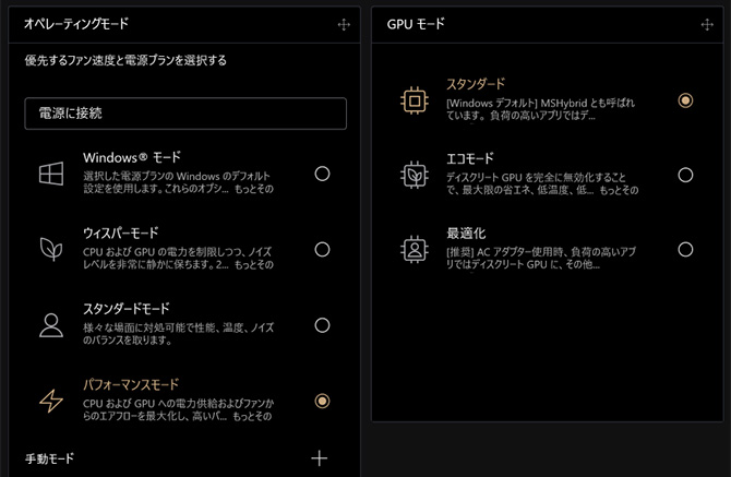 ASUS ProArt オペレーティングモードとGPUモード