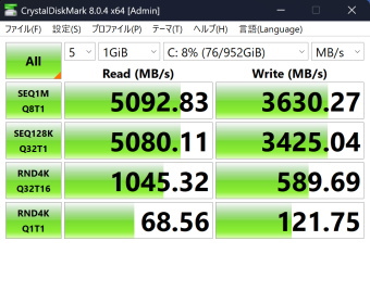 SN740, ASUS ProArt PZ13 HT5306QA, Crystal Disk Mark, NVMe SSD Mode