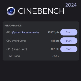 Ryzen 5 7500F, GALLERIA RM5R-R46-W, CINEBENCH 2024